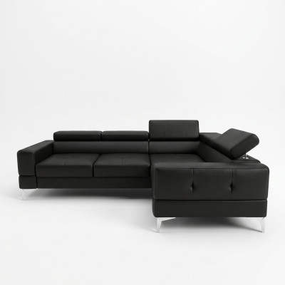 Multifunctionele bankhoekbank met L-vormige bekleding voor woonkamer in modern luxe zwart.