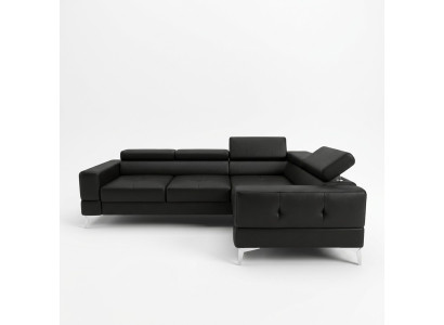 Multifunctionele bankhoekbank met L-vormige bekleding voor woonkamer in modern luxe zwart.