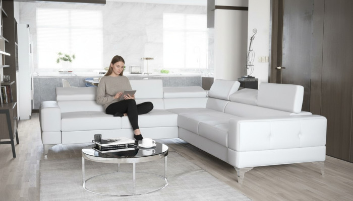 Hoekbank woonkamer L-vorm banken bank ontwerp bekleding textiel modern bankstellen