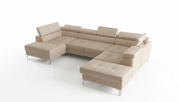Modern design gestoffeerde bank woonkamer hoekbank U-vorm leer hout nieuw