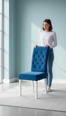 Moderne Chesterfield eetkamerstoelen 4x stoelen voor eetkamer stoffen eetkamerset nieuw