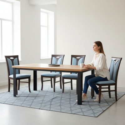 Eettafel Stoel Kussen Tafel Stoel Set Houten Meubilair Armleuning Tafels Nieuwe Groep 4x Stoelen