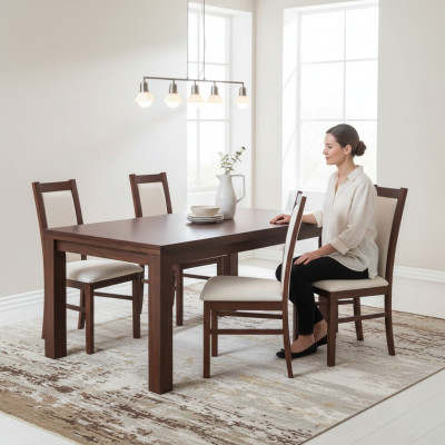 Eetkamer set Eetkamer stoelen K17 4x stoel set Echt hout Beklede zitting