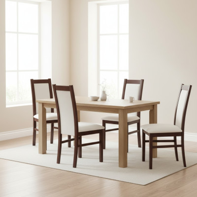 Eetkamer set Eetkamer stoelen K17 4x stoel set Echt hout Beklede zitting