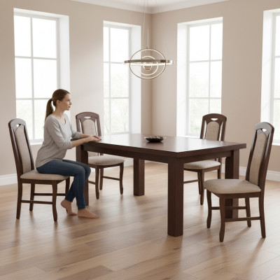 Eetkamer set houten rugleuning leer textiel nieuw stoelgroep 4x stoelen set woon