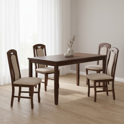 Eetkamer set houten rugleuning leer textiel nieuw stoelgroep 4x stoelen set woon
