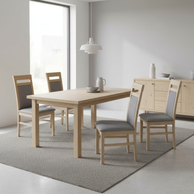 Groep stoelen set textiel stof hout gestoffeerde eetkamerstoelen 4x stoel