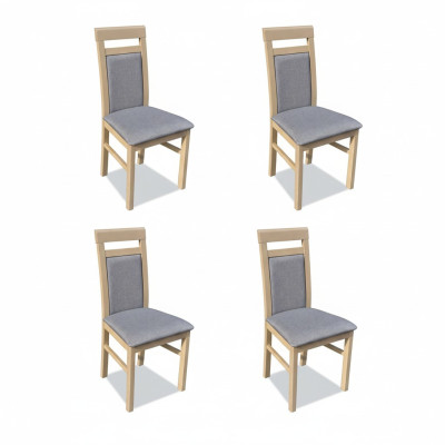 Groep stoelen set textiel stof hout gestoffeerde eetkamerstoelen 4x stoel