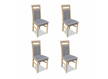 Groep stoelen set textiel stof hout gestoffeerde eetkamerstoelen 4x stoel