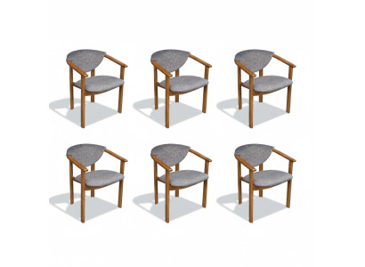 Set Volledige K27 6x Designer Stoel Set Eetkamer Rug Beklede Zit Stoelen