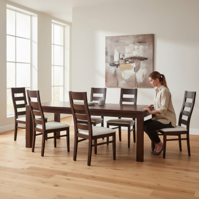 Groep zitkussen leunstoelen set massief houten luxe fauteuil set 8x stoel.