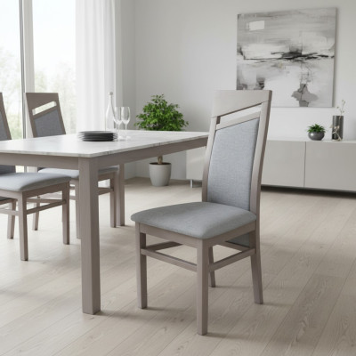 Set eetkamerstoelen houten gestoffeerde nieuwe eetkamergroep 8 x armstoel fauteuil