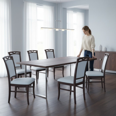 Ontwerper set eetkamer met armleuningen gestoffeerde stoelen set compleet K12 8x stoel