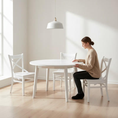 Eettafelstoel Kamer Set Zitgroep 4x Stoelen Modern Bekleed Ontwerp Textiel Hout