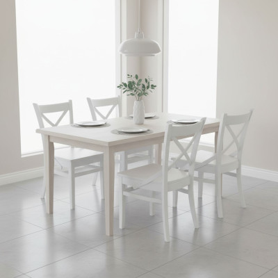 Eettafelstoel Kamer Set Zitgroep 4x Stoelen Modern Bekleed Ontwerp Textiel Hout