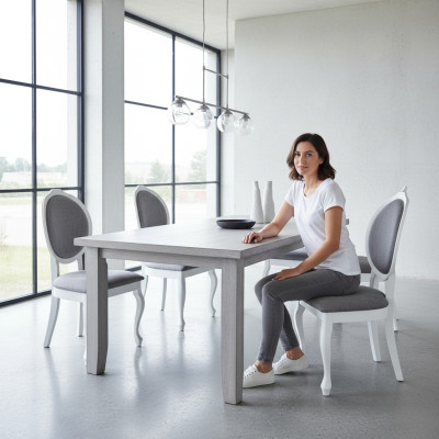 Stoelen 4x Stoel Set Echt Hout Gestoffeerde Zitting Eetkamer Set Stoelen Nieuw