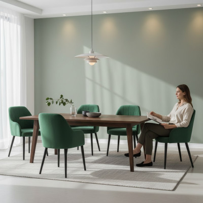 Keukenstoelen Elegant Eetkamer Stof Nieuw Set van 4 Fauteuils Stoel Ontwerp Hout Textiel