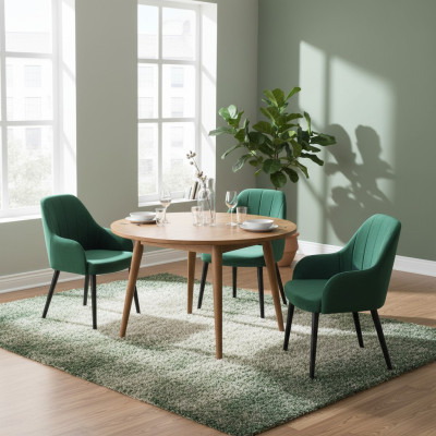 Keukenstoelen Elegant Eetkamer Stof Nieuw Set van 4 Fauteuils Stoel Ontwerp Hout Textiel