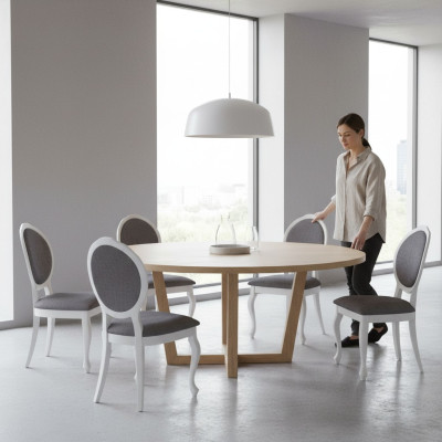 Eetkamerstoel set met leuningstoelen compleet groep woonkamer 6 stuks nieuw.