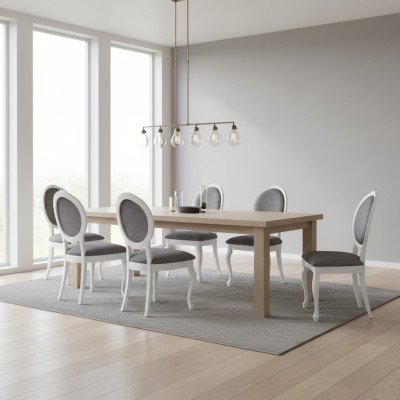 Eetkamerstoel set met leuningstoelen compleet groep woonkamer 6 stuks nieuw.
