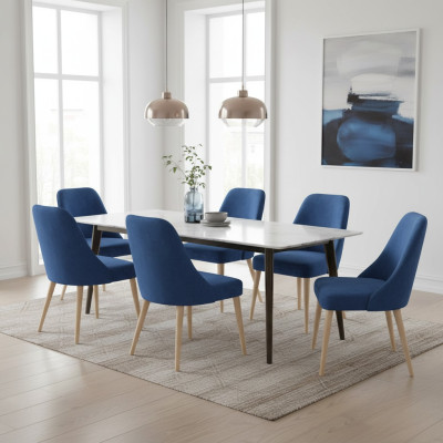 Keuken Eetkamer Stoelen 6x Stoel Set Stoelen Set Textiel Stof Hout Meubels