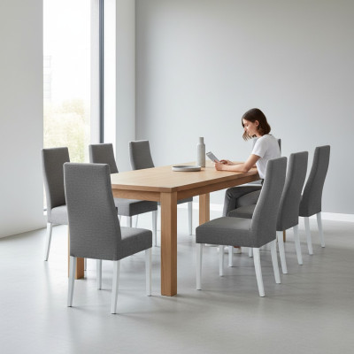 Eetkamer 8x Stoelen Stoel Set Fauteuil Keuken Nieuw Design Bekleding Leer Textiel Meubels