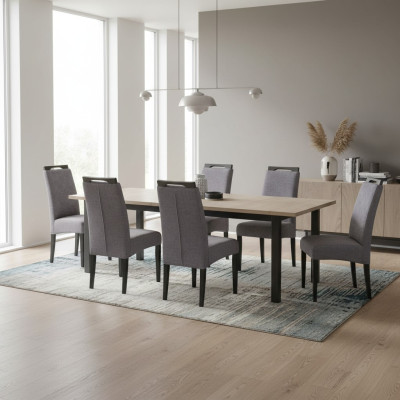 Eetkamerstoelen Stof Set 8x Stoel Textiel Stoel Ontwerper Hout Bekleding Meubels