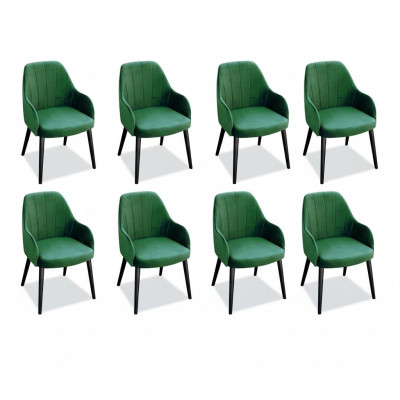 Eetkamerstoelen Stof Set 8x Sessel Stoel Designer Hout Textiel Beklede Stoelen