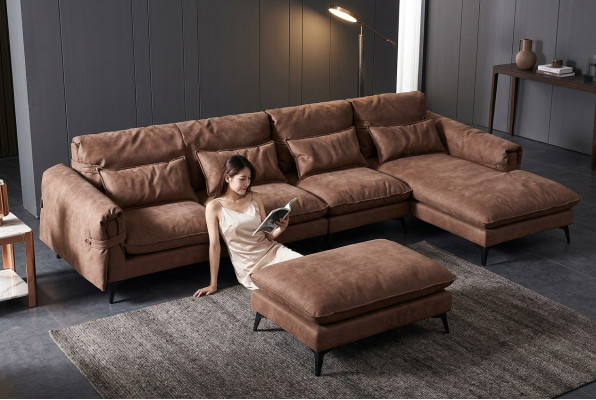 Luxe modern hoekbank L-vormige bekleding woonkamer woonlandschap