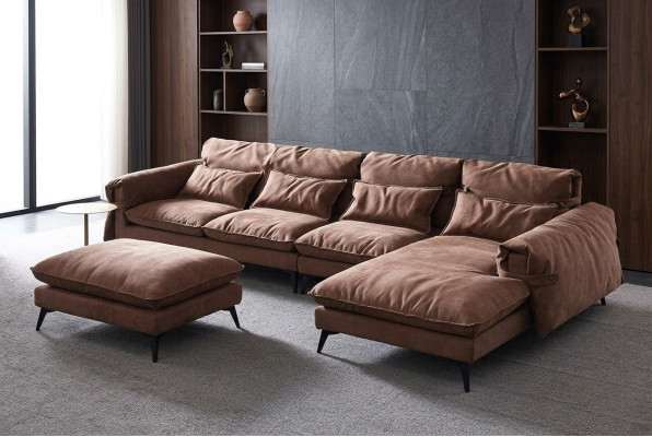 Luxe modern hoekbank L-vormige bekleding woonkamer woonlandschap