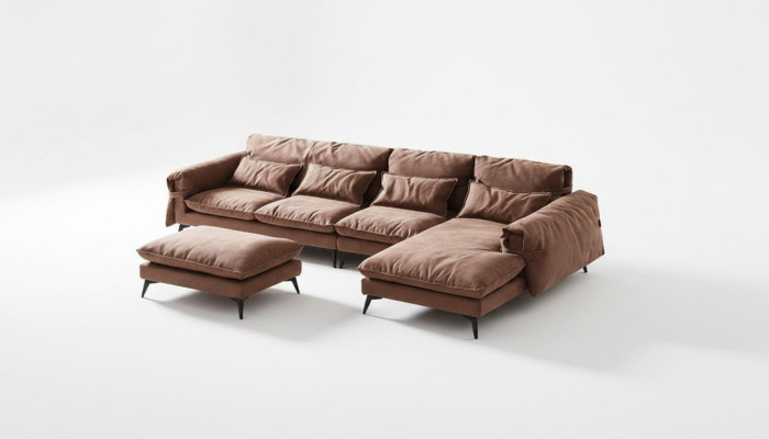 Luxe modern hoekbank L-vormige bekleding woonkamer woonlandschap