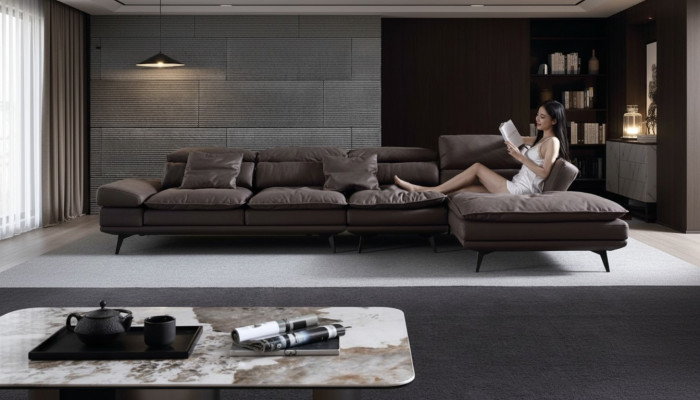 Woonkamer L-vorm Modern Bruin Design Bankstellen Nieuwe Hoekbank Bekleding