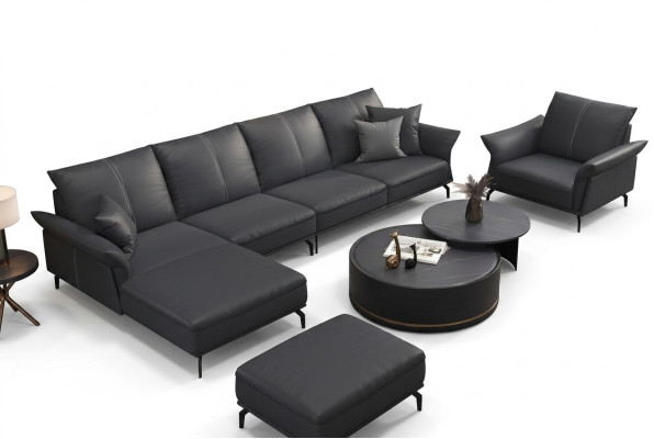 Woonkamer L-vorm Zwart Modern Luxe Multifunctionele Bankstellen