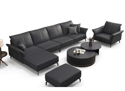Woonkamer L-vorm Zwart Modern Luxe Multifunctionele Bankstellen