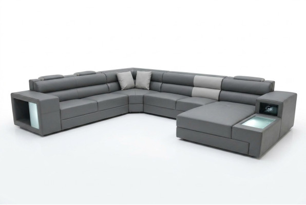 Woonlandschap Design Modern Leren Banken Grijs Nieuwe Bank U-Vorm Stoffen Bank