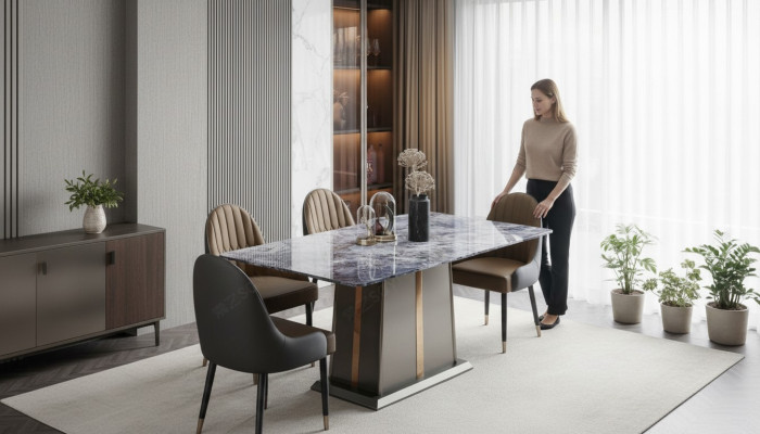 Marmeren stijl keuken Moderne eettafel tafel Tafels Eetkamer Luxe meubels Design