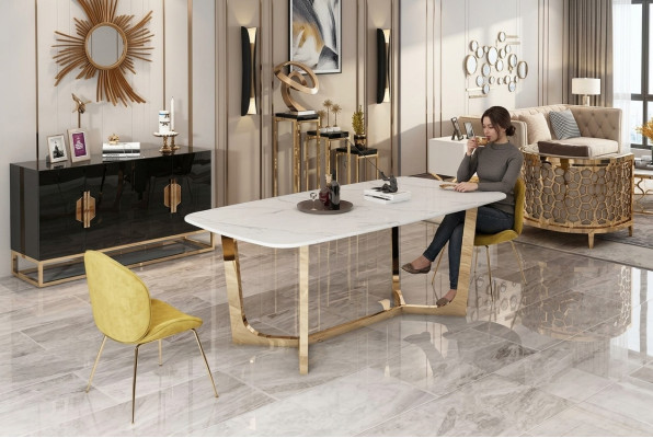 Italiaanse stijl meubels Eettafel Tafel Houten meubels Eetkamer 180x90cm Eettafels