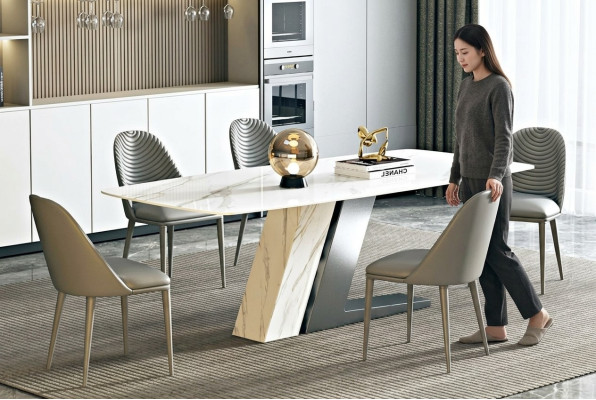 Eettafel van marmer klopt tafels woonkamer Italië luxe design roestvrij staal nieuw