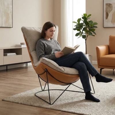 Ontwerp Gestoffeerde Bank Stof Draaibare Bank Ontspan Nieuw Modern Fauteuil