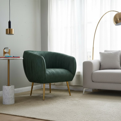 Luxe woonkamer Nieuwe ontspanningsstoel Metaalontwerp Gestoffeerde loungeclub