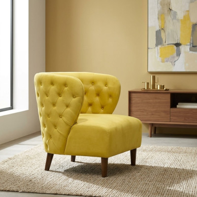 Gele Chesterfield fauteuil xl Textiel stof banken Creatieve meubels Banken