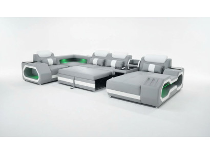 Grijs Nieuw Bank U-vormige Stoffen Bankstel Woonlandschap Ontwerp Modern Leren Bankstellen