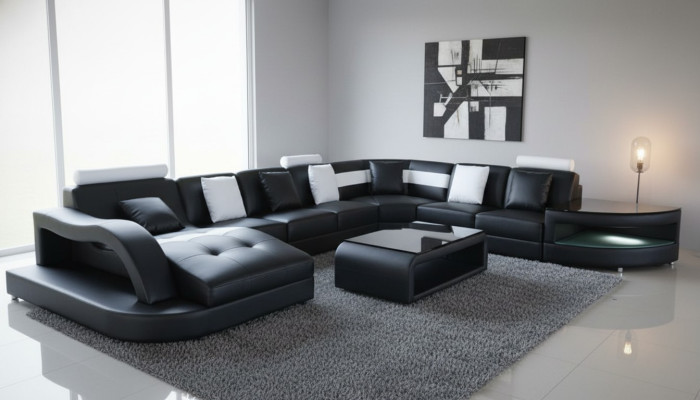 Hoekbank U-vormige woongebied bank bank bekleding hoek stof banken meubels leer