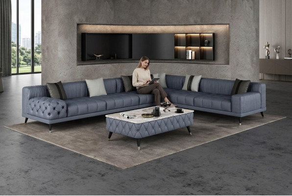 Hoekbank Sofa L-Vorm Woonkamer Bank Bekleding Sofa's Nieuw Design Leer
