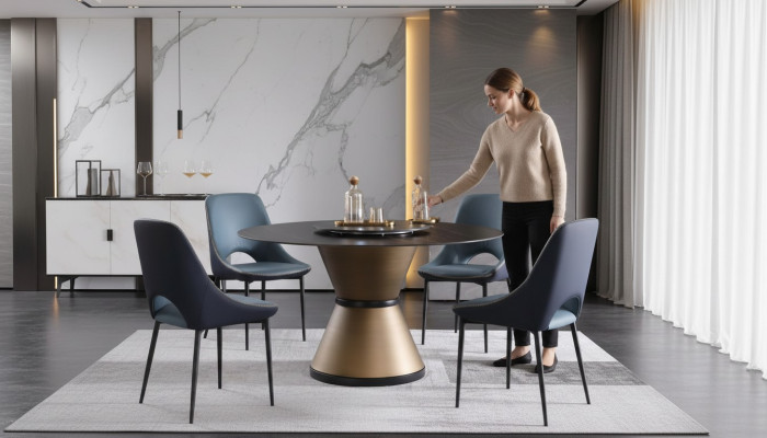 Moderne eetkamer woonkamer keuken Ronde tafels Eettafel Ontwerp Tafel Rond