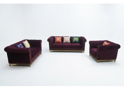 Zithoek 3+2+1 zits meubels gestoffeerd textiel-leder modern Chesterfield ontwerp.