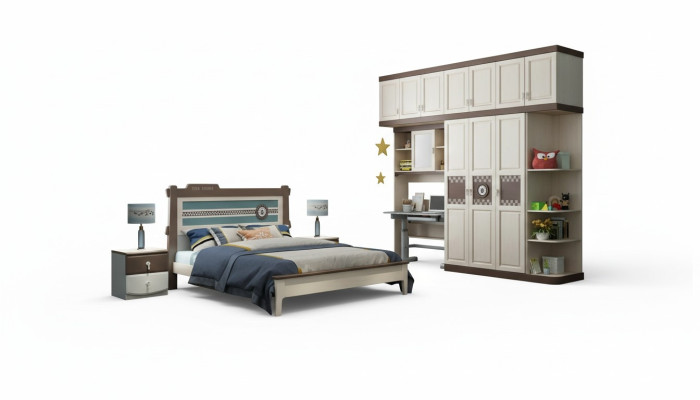Slaapkamer compleet set Bed Nachtkastje Commode 6-delig Ontwerp Houten Meubel Sets