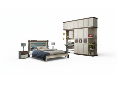 Slaapkamer compleet set Bed Nachtkastje Commode 6-delig Ontwerp Houten Meubel Sets