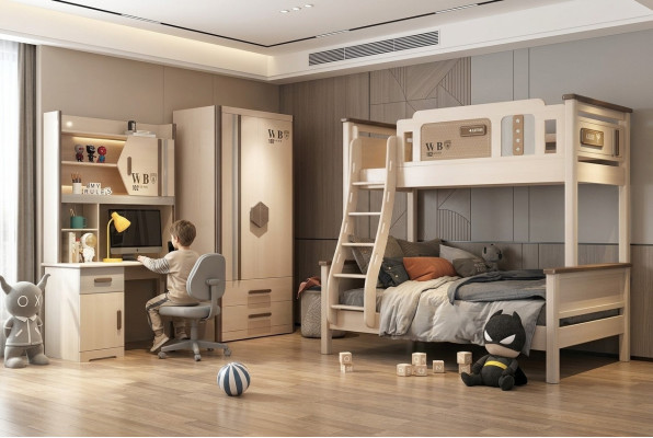 Slaapkamer jeugd kinderkamer set Modern kast ladekast tafel Nieuw 2-delig.