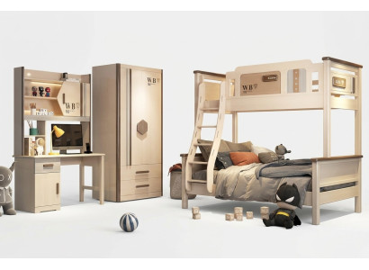Slaapkamer jeugd kinderkamer set Modern kast ladekast tafel Nieuw 2-delig.